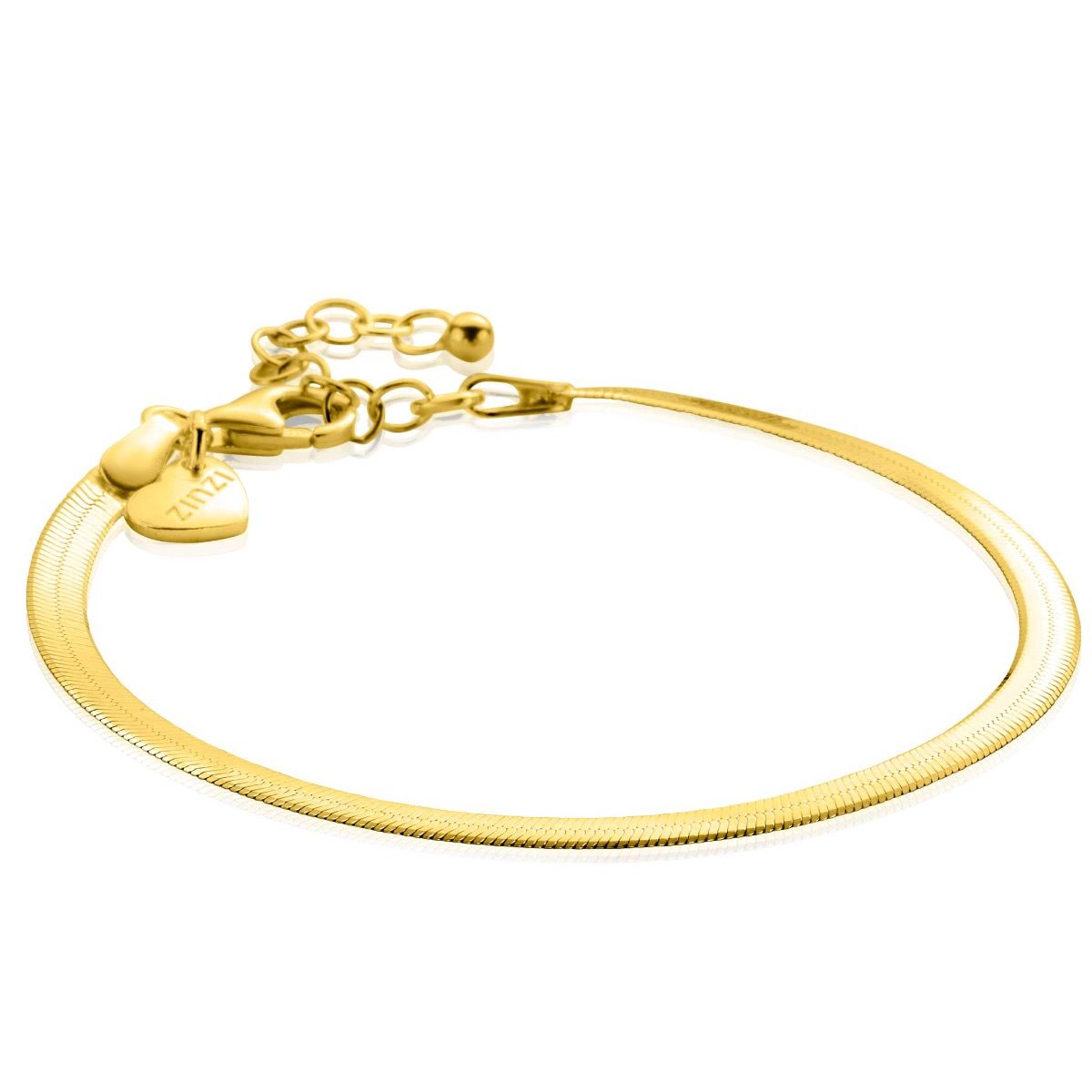 ZINZI zlv. armband gg.verguld plat slang poli 3.5mm