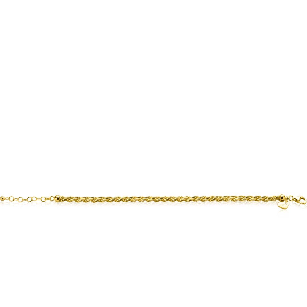 ZINZI zlv. armband geel verguld koord 4mm