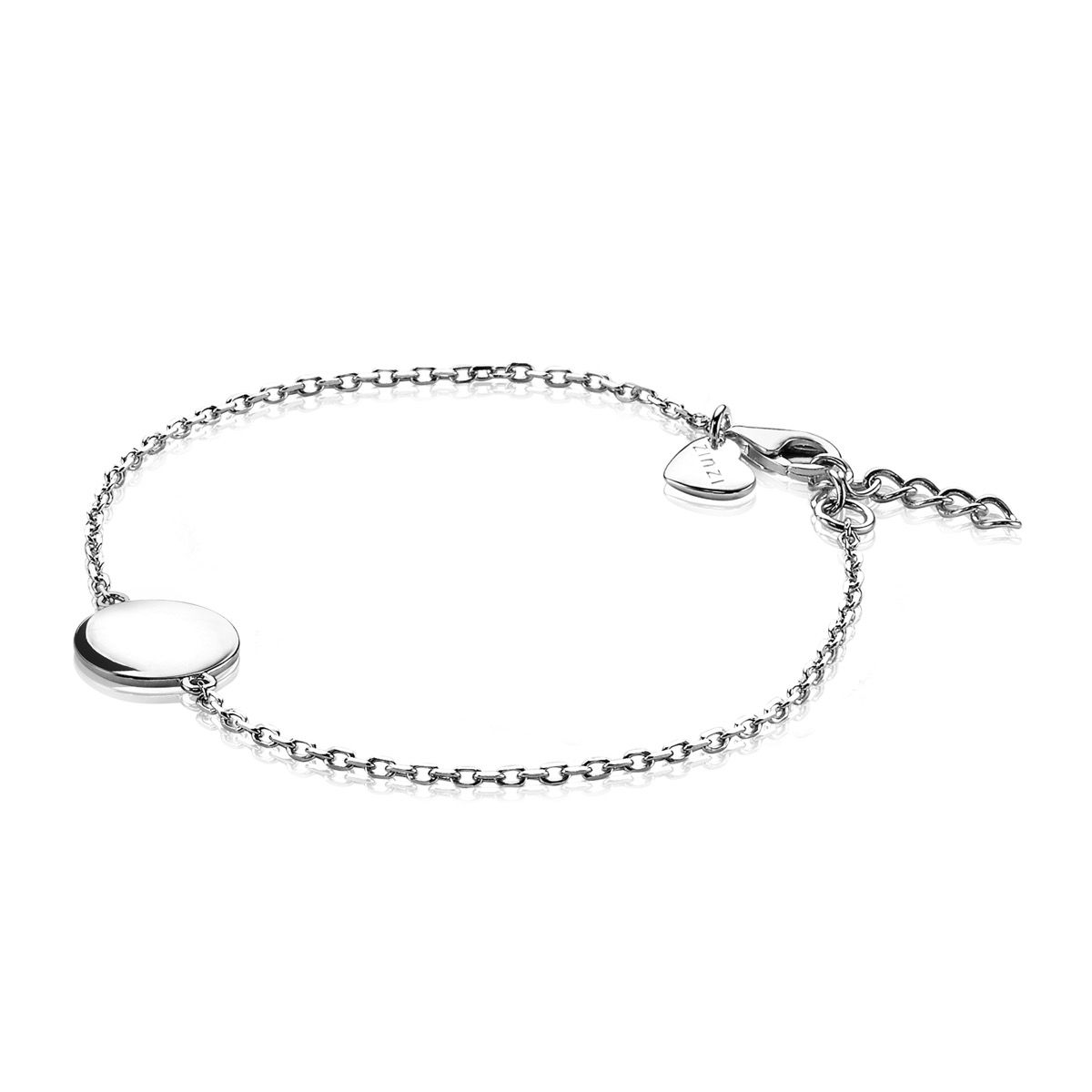 ZINZI zlv. armband met rond plaatje 11mm