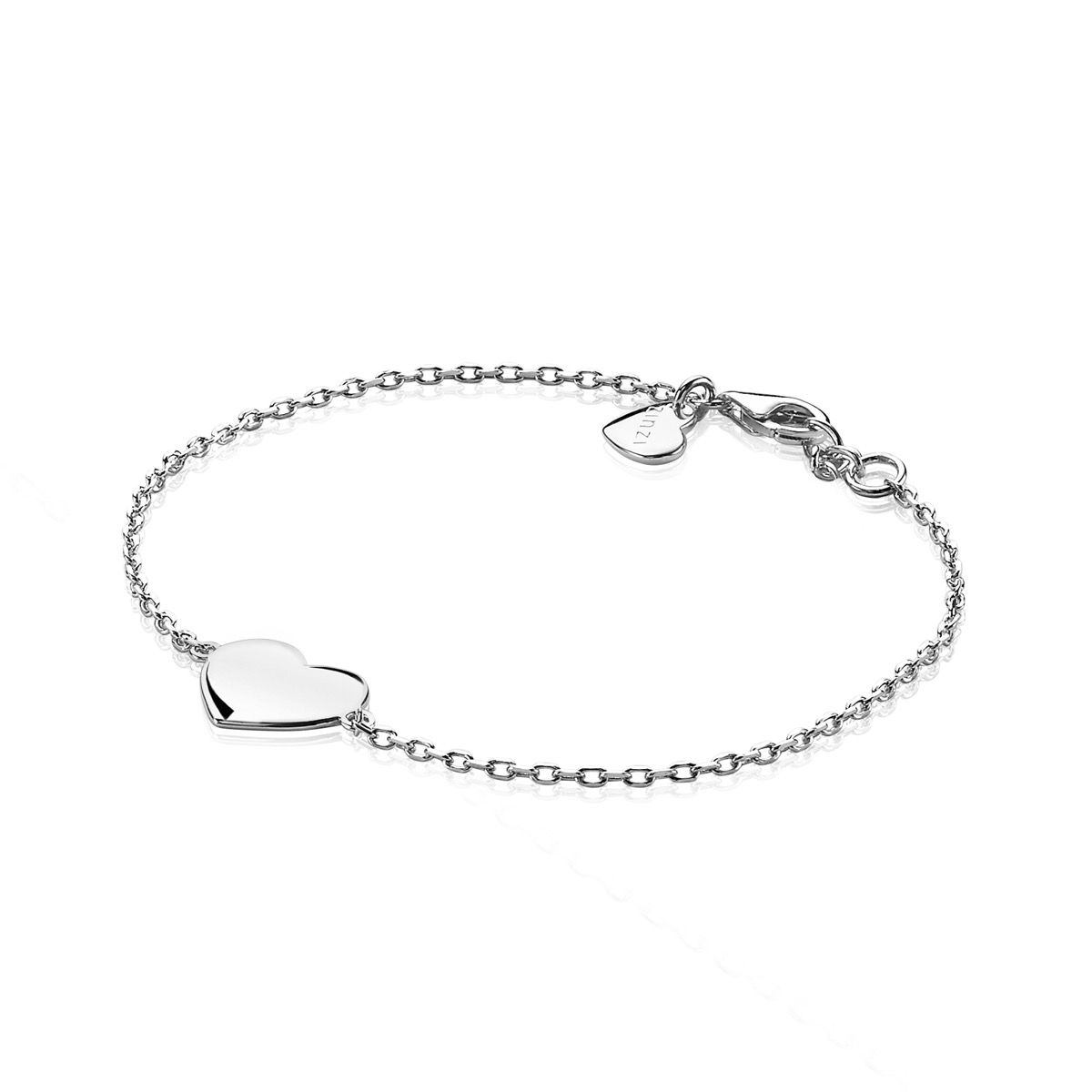 ZINZI zlv. armband met hart plaatje