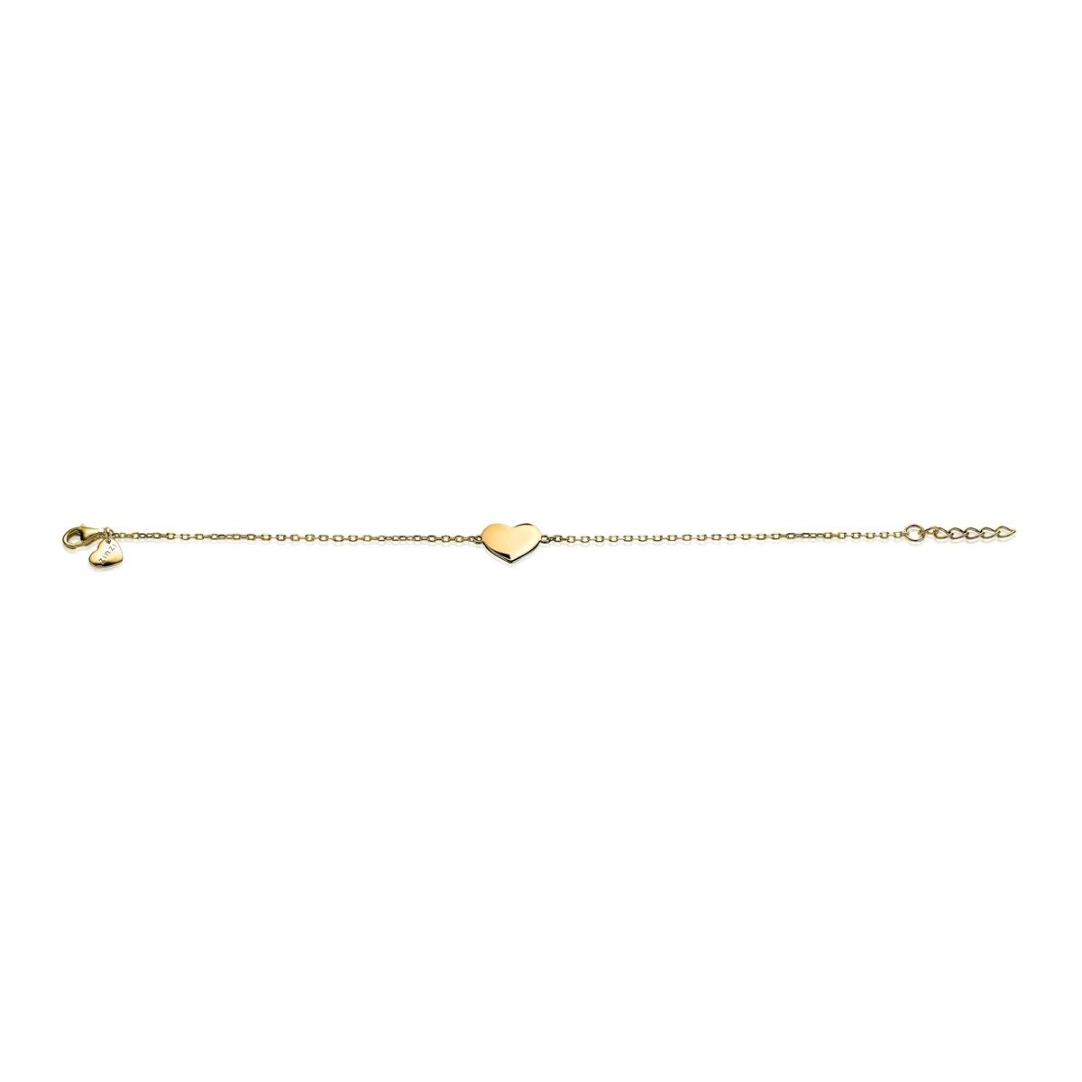 ZINZI zlv. armband geel verguld met hart plaatje
