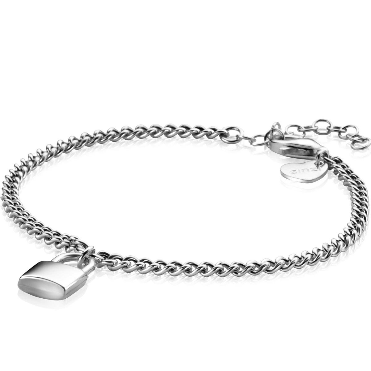 ZINZI zlv. armband gourmet met slotje hanger