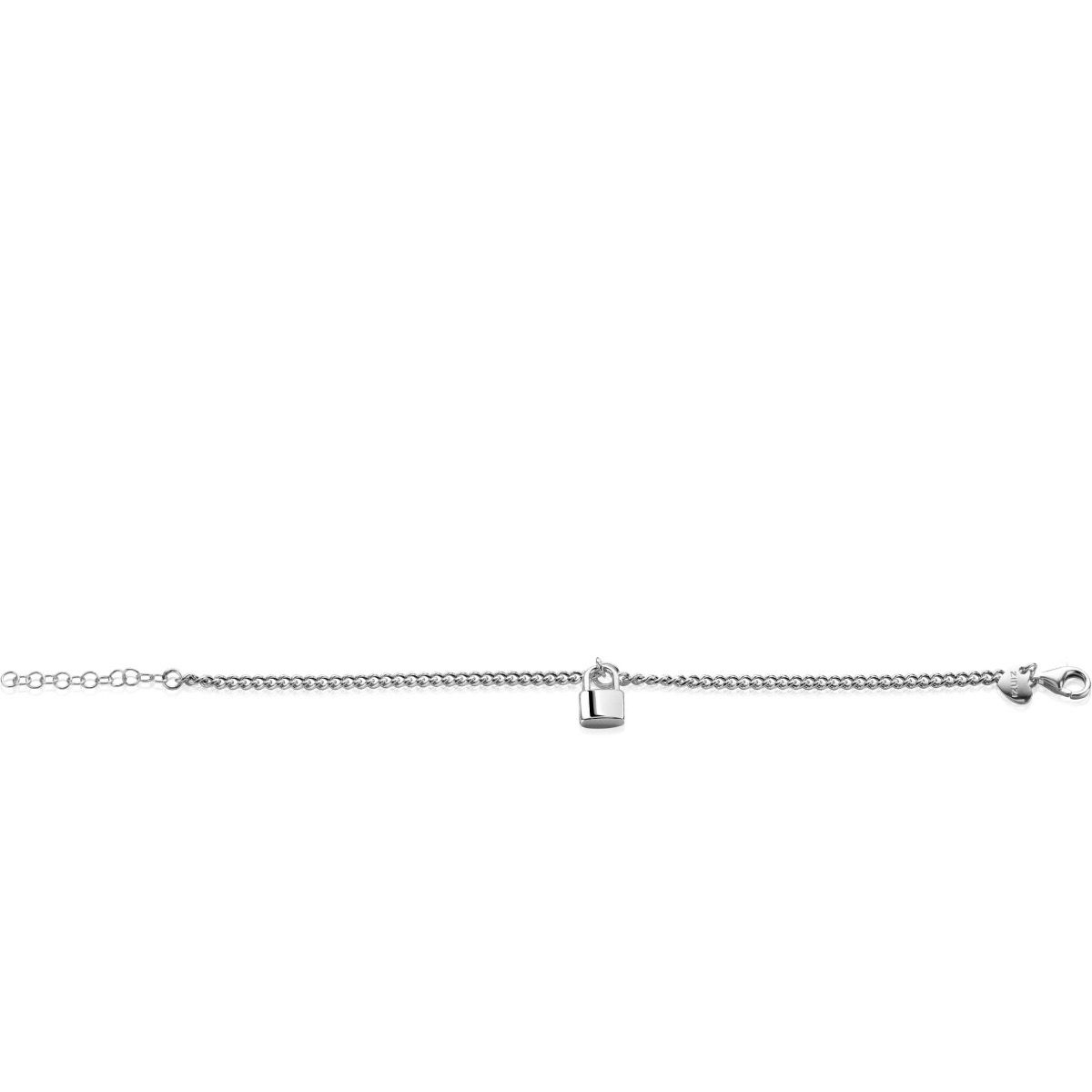 ZINZI zlv. armband gourmet met slotje hanger