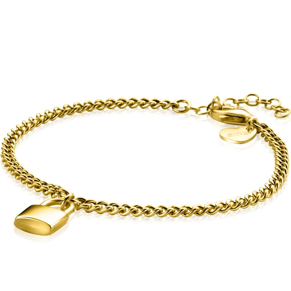 ZINZI zlv. armband gg.verg. grmt.met slotje hanger