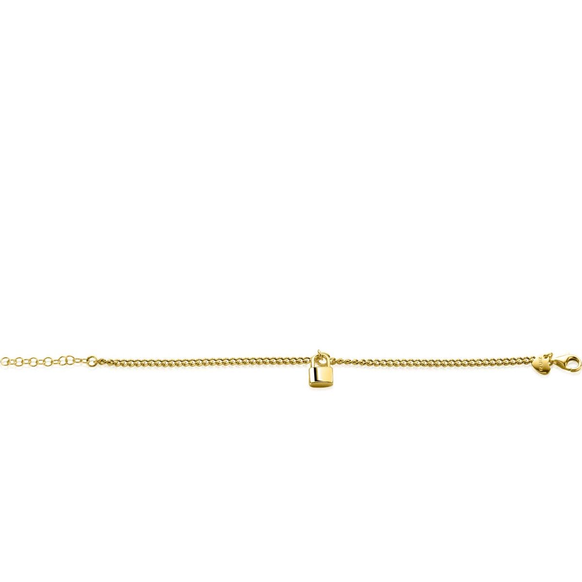 ZINZI zlv. armband gg.verg. grmt.met slotje hanger