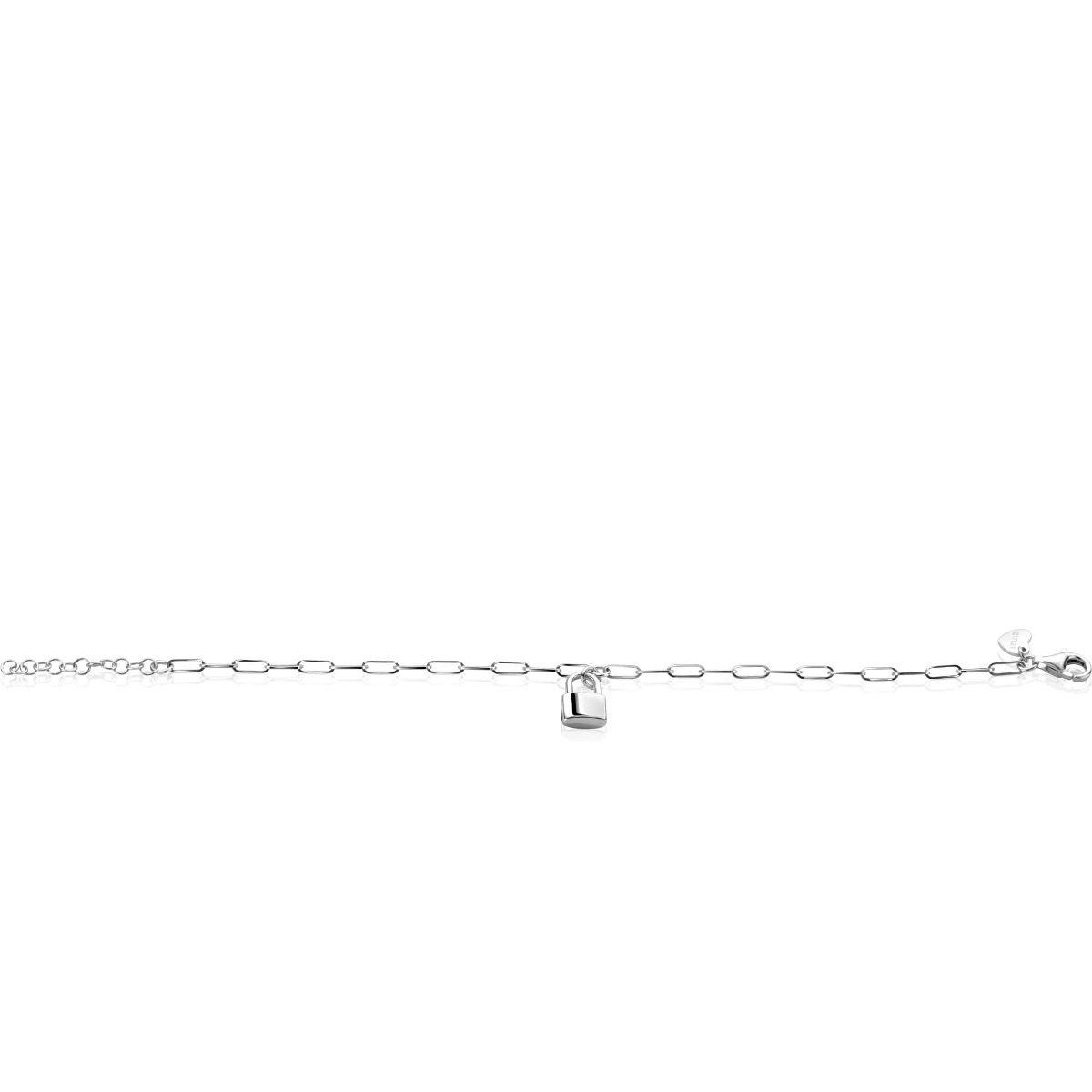 ZINZI zlv. armband paperclip met slotje hanger