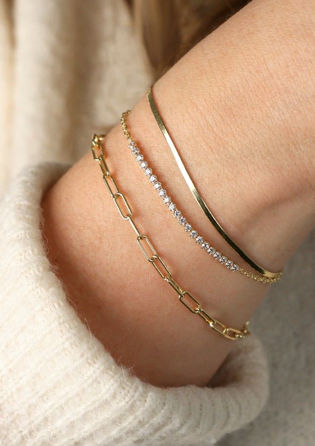 ZINZI zlv.armband gg.verg.met tussenstuk zirconia's