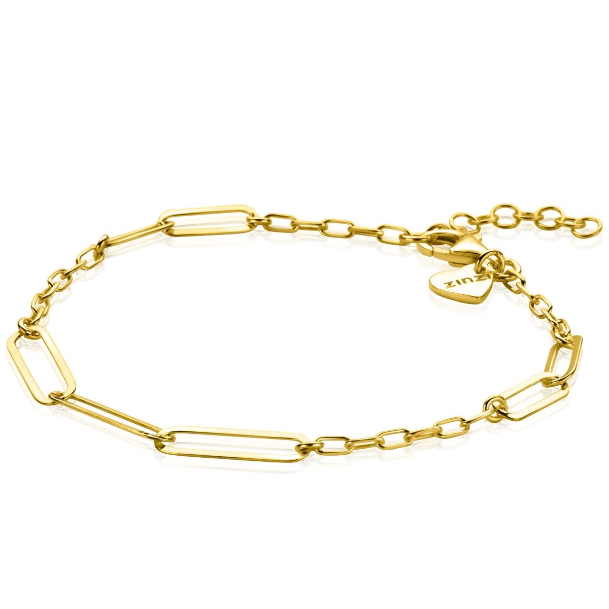 ZINZI zlv. armband gg.verg. paperclip schakels