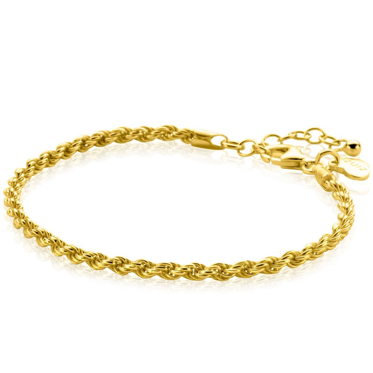 ZINZI zlv.  koord armband geelgoud verguld 3mm