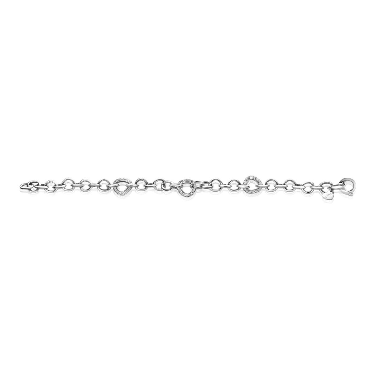 ZINZI zlv. armband met schakels driehoek zirc.