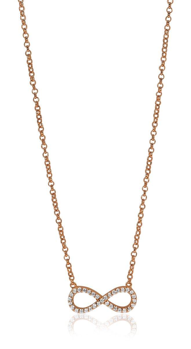 ZINZI zlv.collier rosé verguld Infinity met zirc.43-46cm