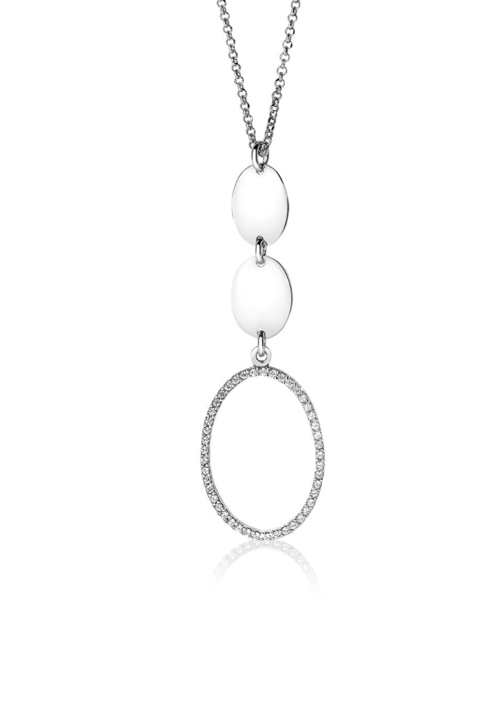 ZINZI silberne Kette mit Anhänger oval 42,5-45cm ZIC1698