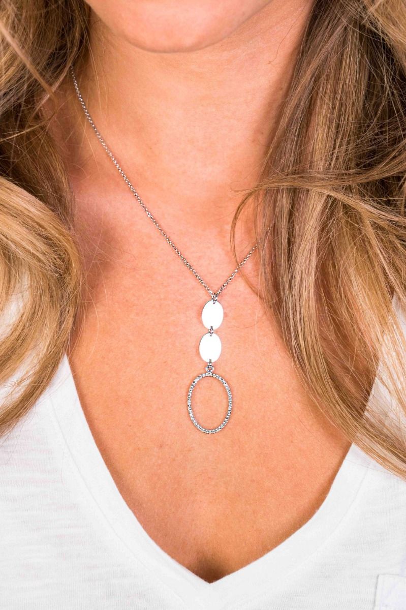 ZINZI silberne Kette mit Anhänger oval 42,5-45cm ZIC1698