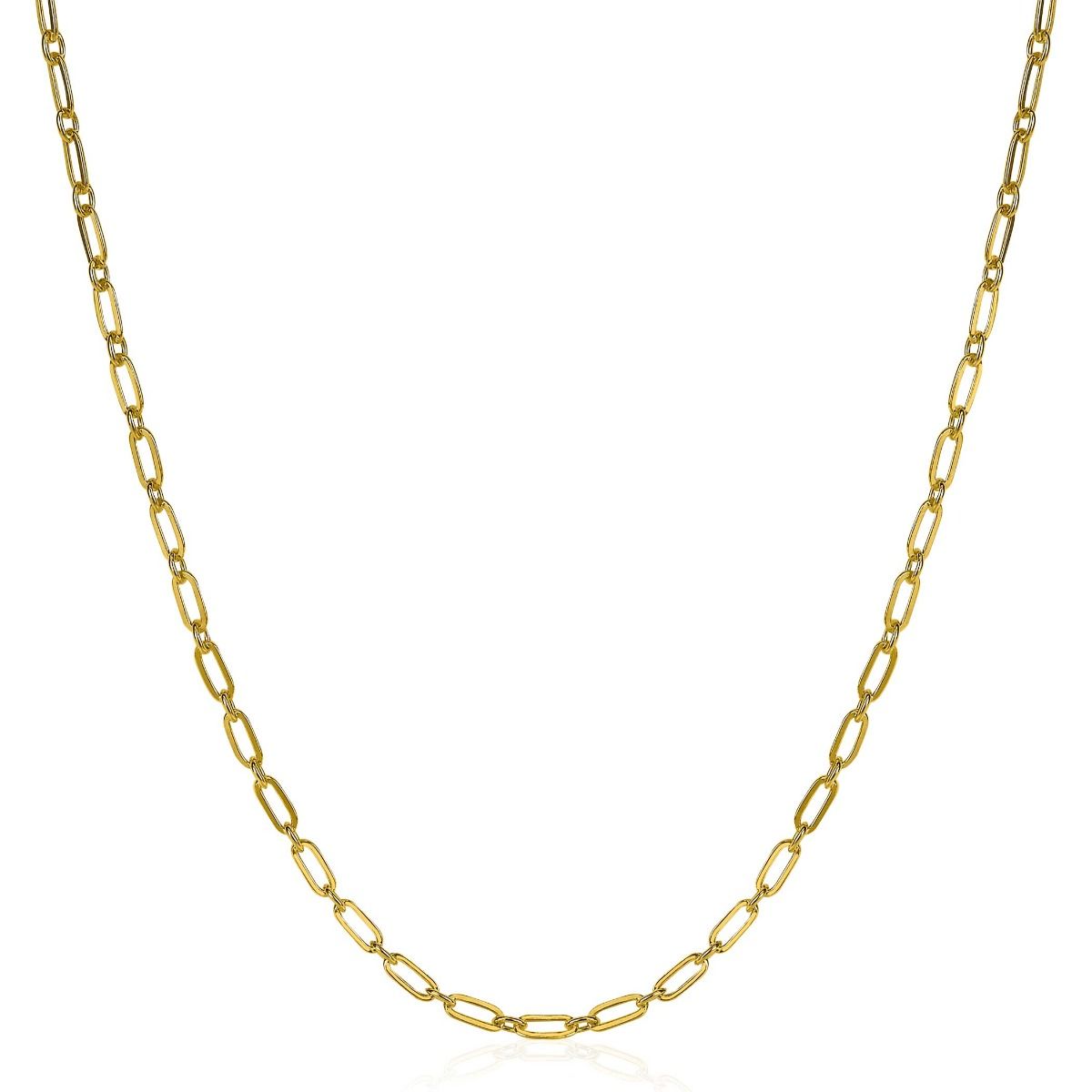 ZINZI silberne Kette 45cm gelb vergoldet mit 'paperclip' Glieder 2,4mm breit ZIC2033G