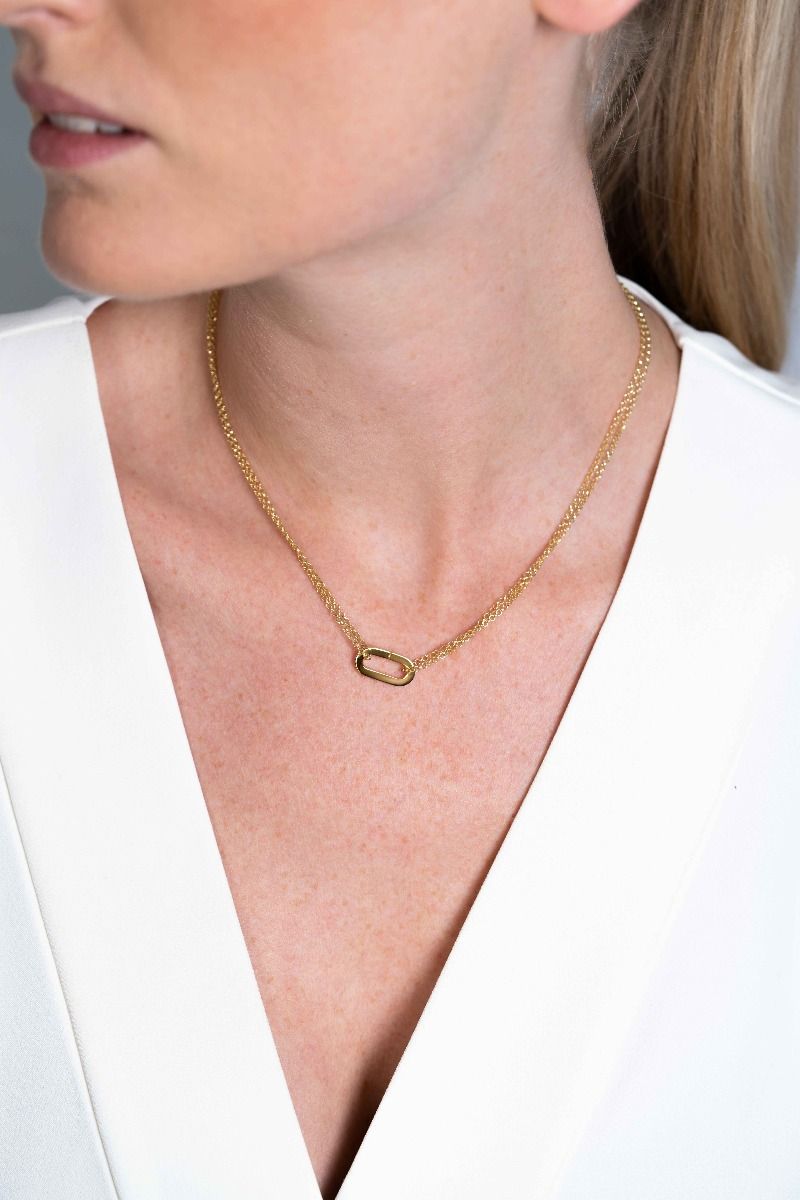 ZINZI Silberkette 14 Karat Gelbgold vergoldet 45 cm ovaler Verschlussring ZIC2060G