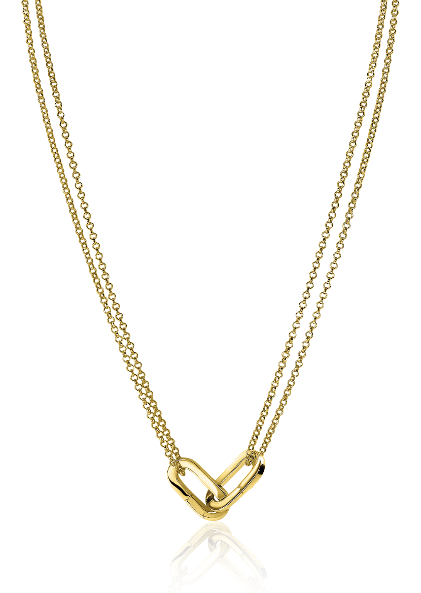 ZINZI silberne zweifarbige Kette 14K gelb vergoldet ovaler Verschlussring ZIC2215G