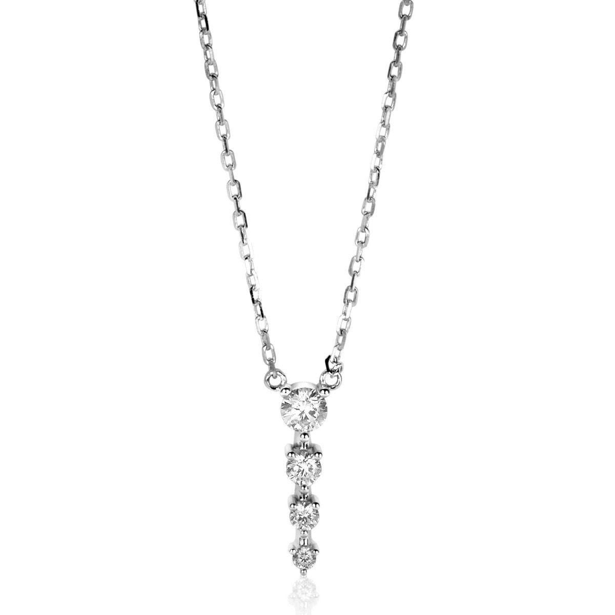 ZINZI zlv. collier met 4 zirconia's aflopend 45cm