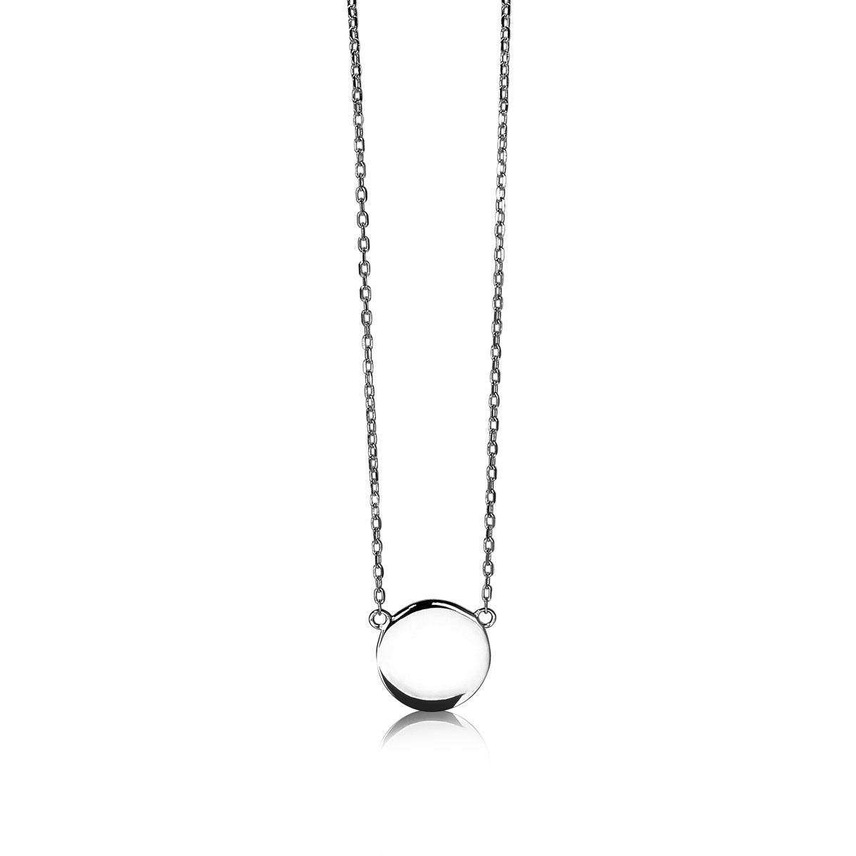 ZINZI zlv. collier met rond plaatje 11mm 42/45cm