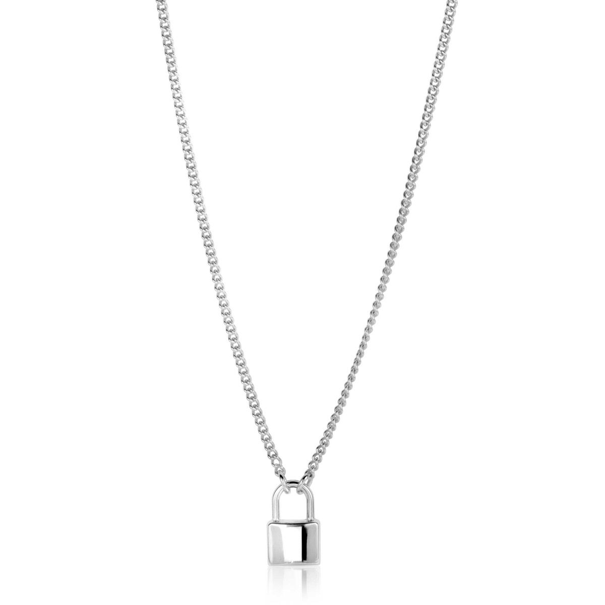 ZINZI zlv. collier goumet met slotje hanger