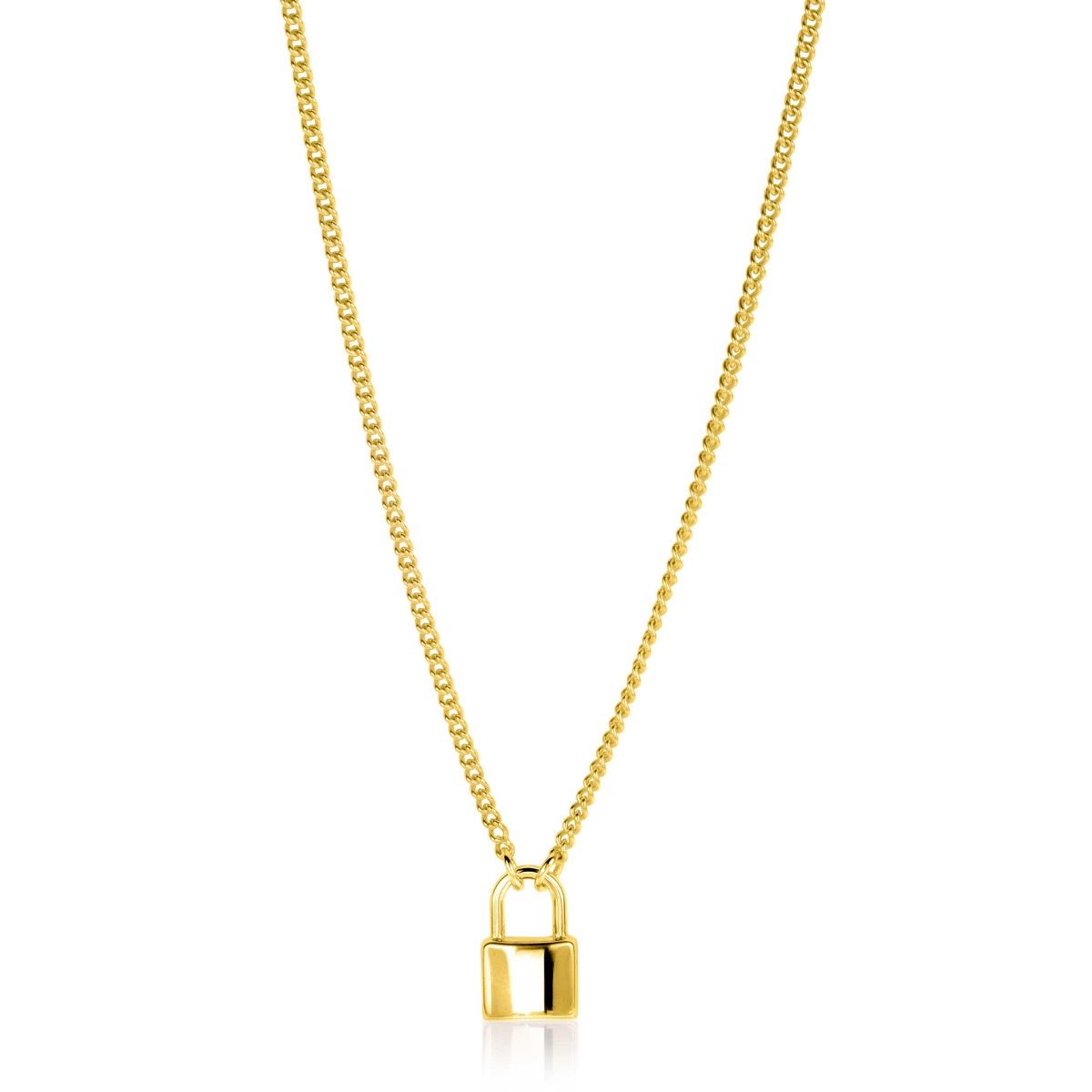 ZINZI zlv. collier gg.verg. gourmet met slotje hanger