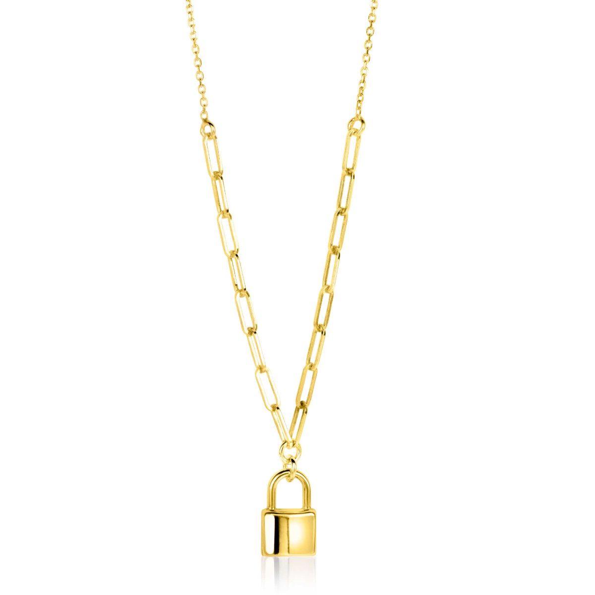 ZINZI zlv. collier gg.verg. paperclip/slotje hanger
