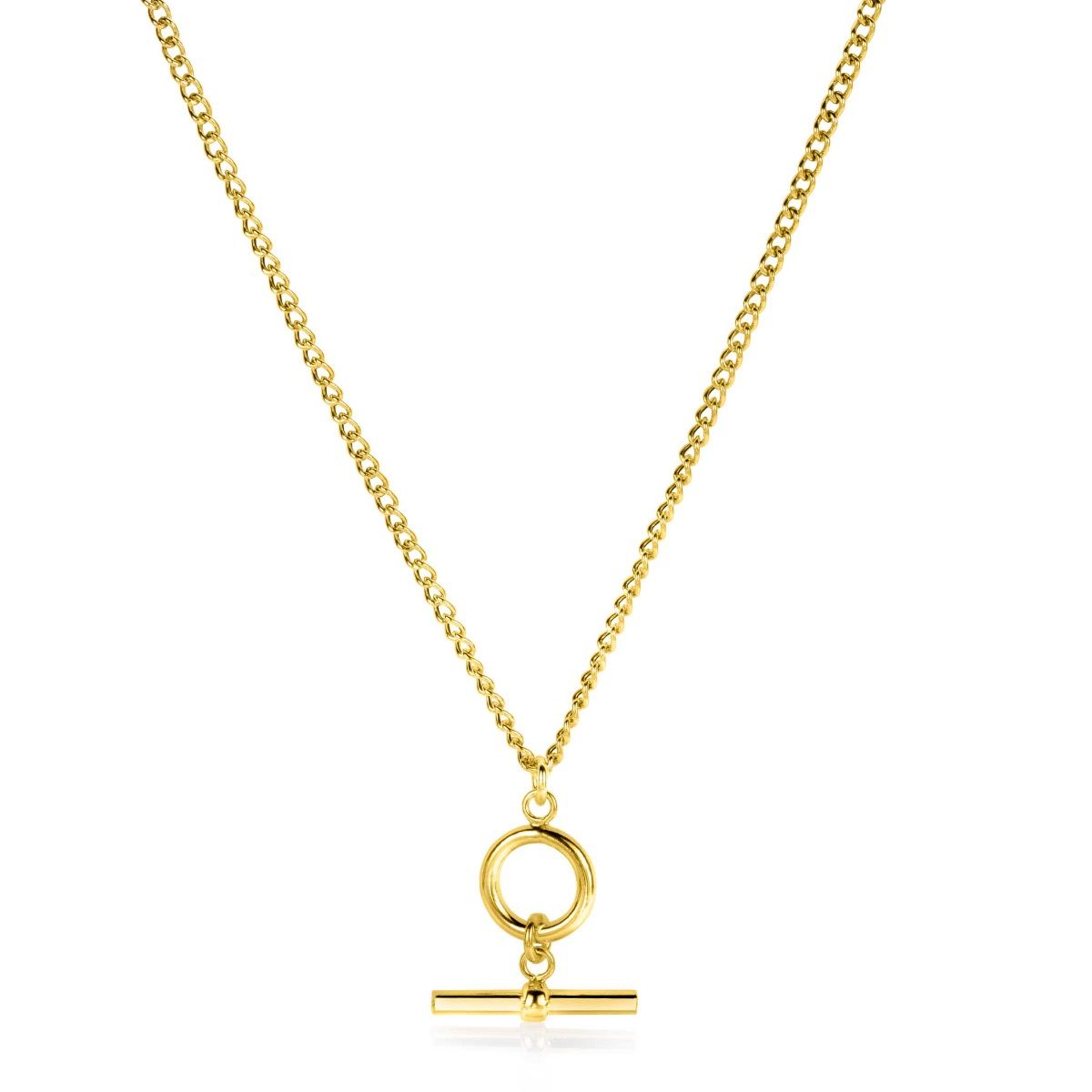 ZINZI zlv. collier gg.verg. grmt. met t-bar hanger