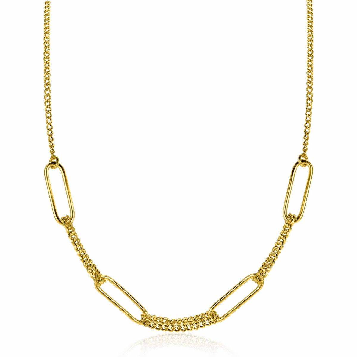 ZINZI zlv.collier gg.verg. grmt./4x paperclip schakel