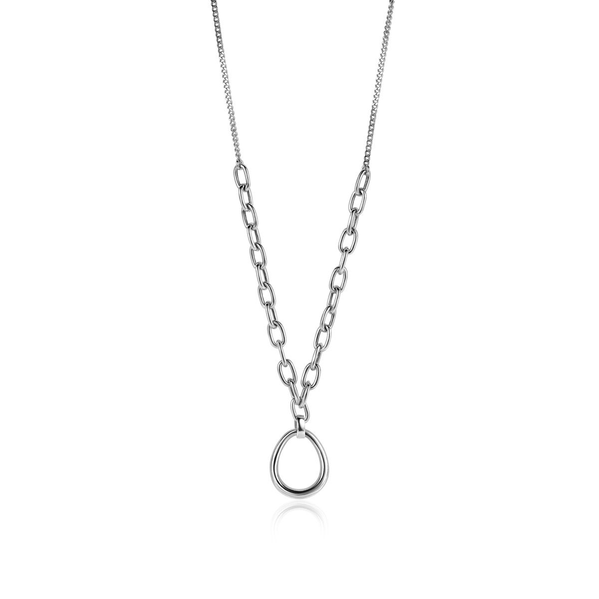 ZINZI zlv. collier met ovale tussenschakels en hanger