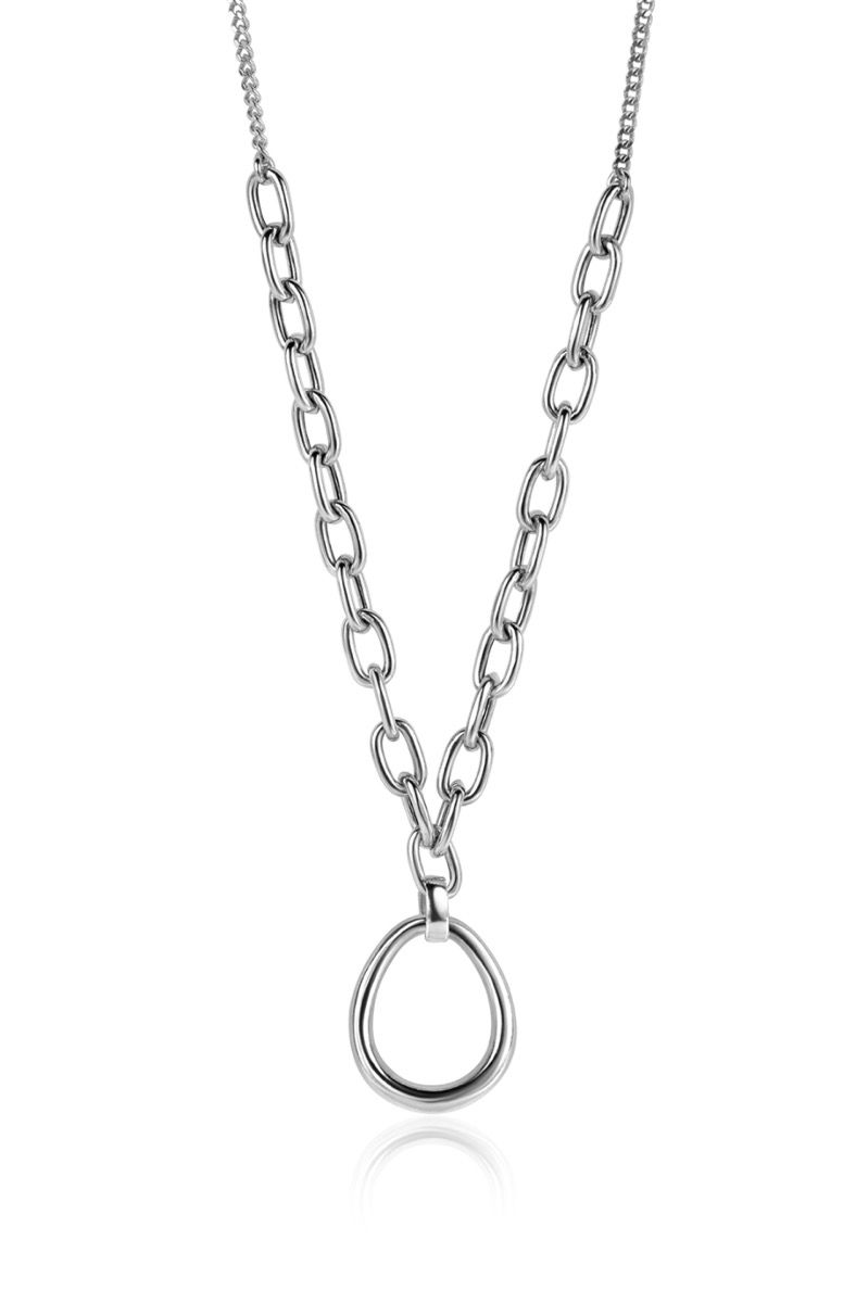 ZINZI zlv. collier met ovale tussenschakels en hanger