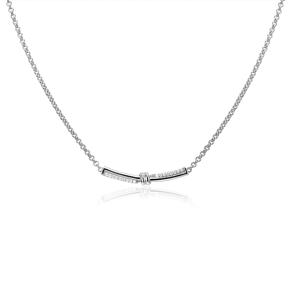 ZINZI Silber Jasseron-Kette mit luxuriösem Twist-Anhänger mit Knoten und weißen Zirkonias, 42-45 cm ZIC2680