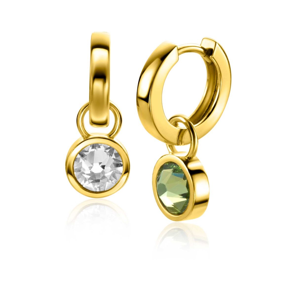 ZINZI creoolhangers Swar.dubbel groen/wit