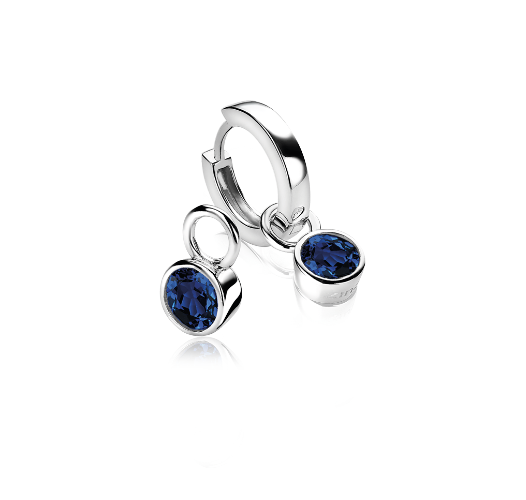 ZINZI silberne Ohrhänger 7mm rund dunkelblau ZICH1486DB