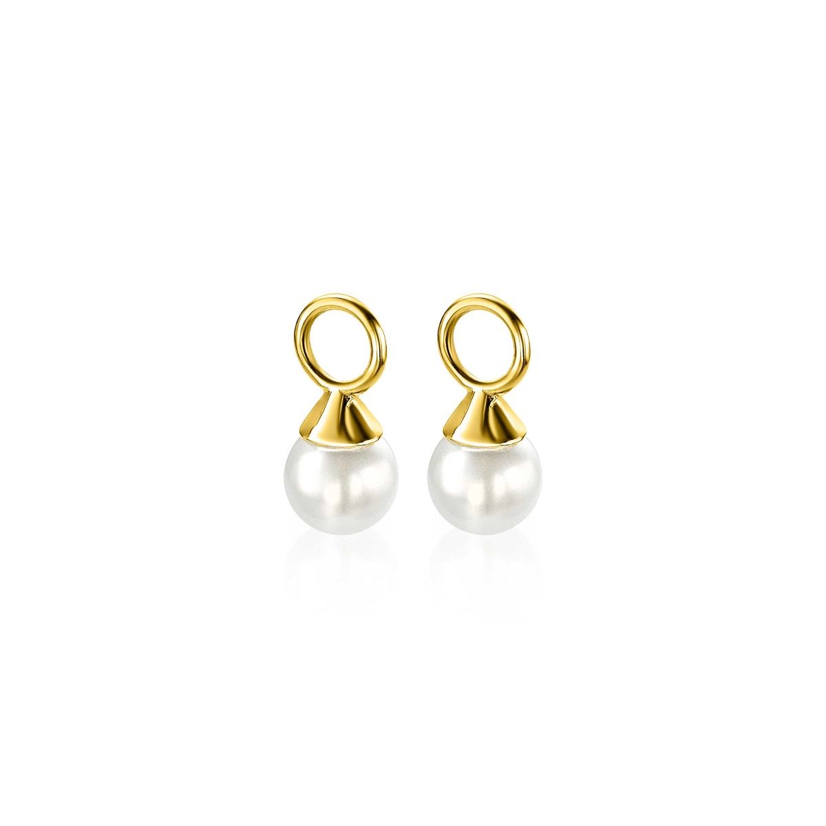 ZINZI zlv. creoolhangers gg.verg. witte parel 6mm