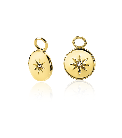 ZINZI silberne Ohrhänger 14K gelb vergoldet rund 10mm Sonne  weiße Zirkonia ZICH1994G