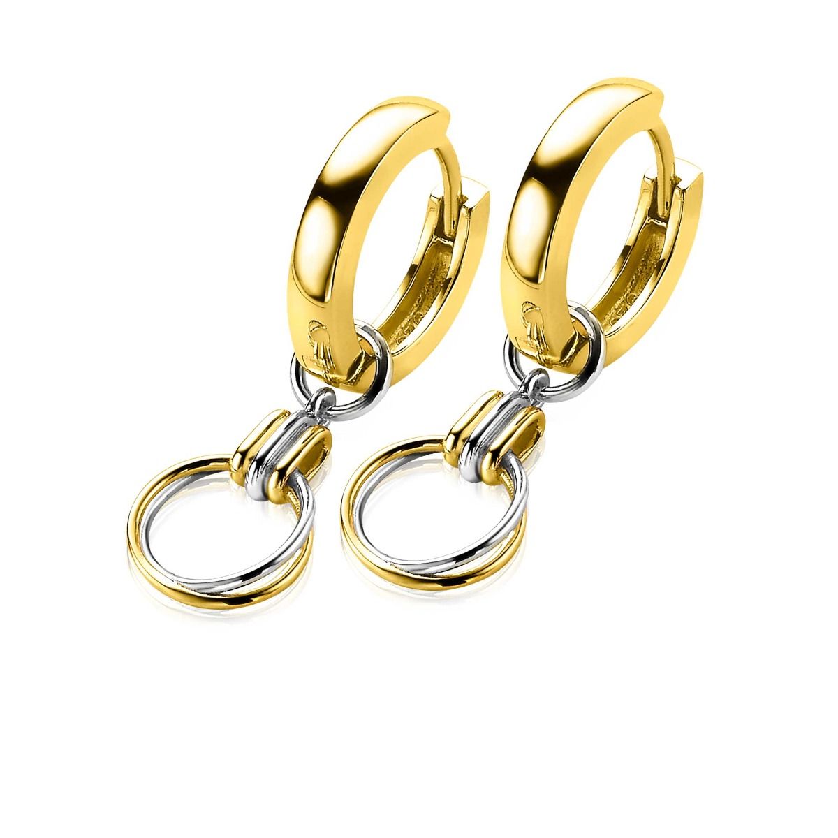 ZINZI silberne Ohrhänger zweifarbig Ringe 10mm rund ZICH2059