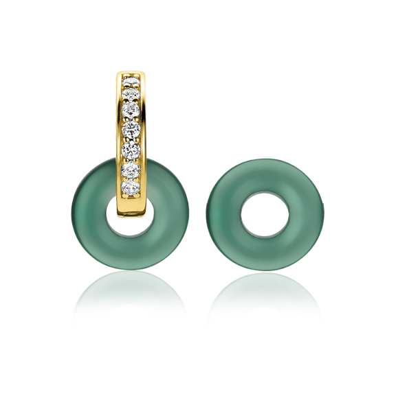 ZINZI Ohranhänger rund 12mm grüner Achat ZICH2274G. Exkl. Ohrringe