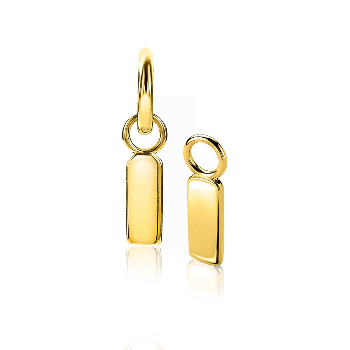 ZINZI zlv. creoolhangers gg. verguld rechthoek 13mm