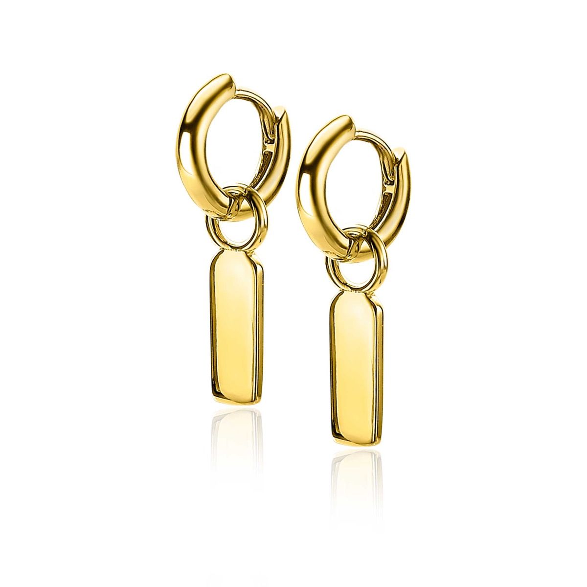ZINZI zlv. creoolhangers gg. verguld rechthoek 13mm