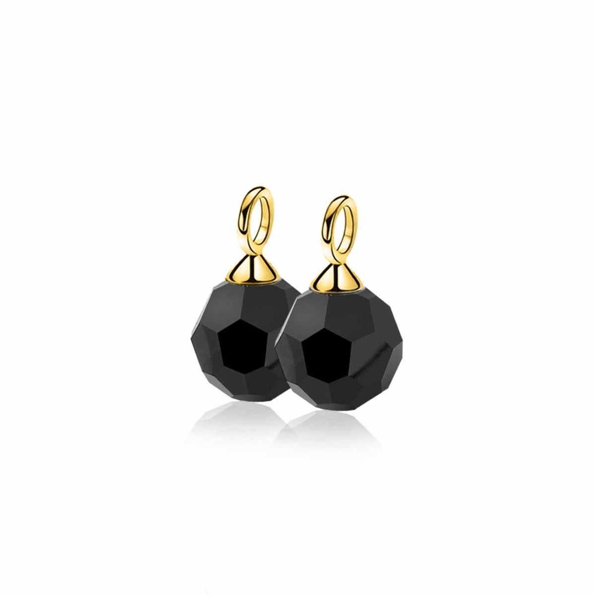 ZINZI zlv. creoolhangers gg.verg. zwarte bead 10mm