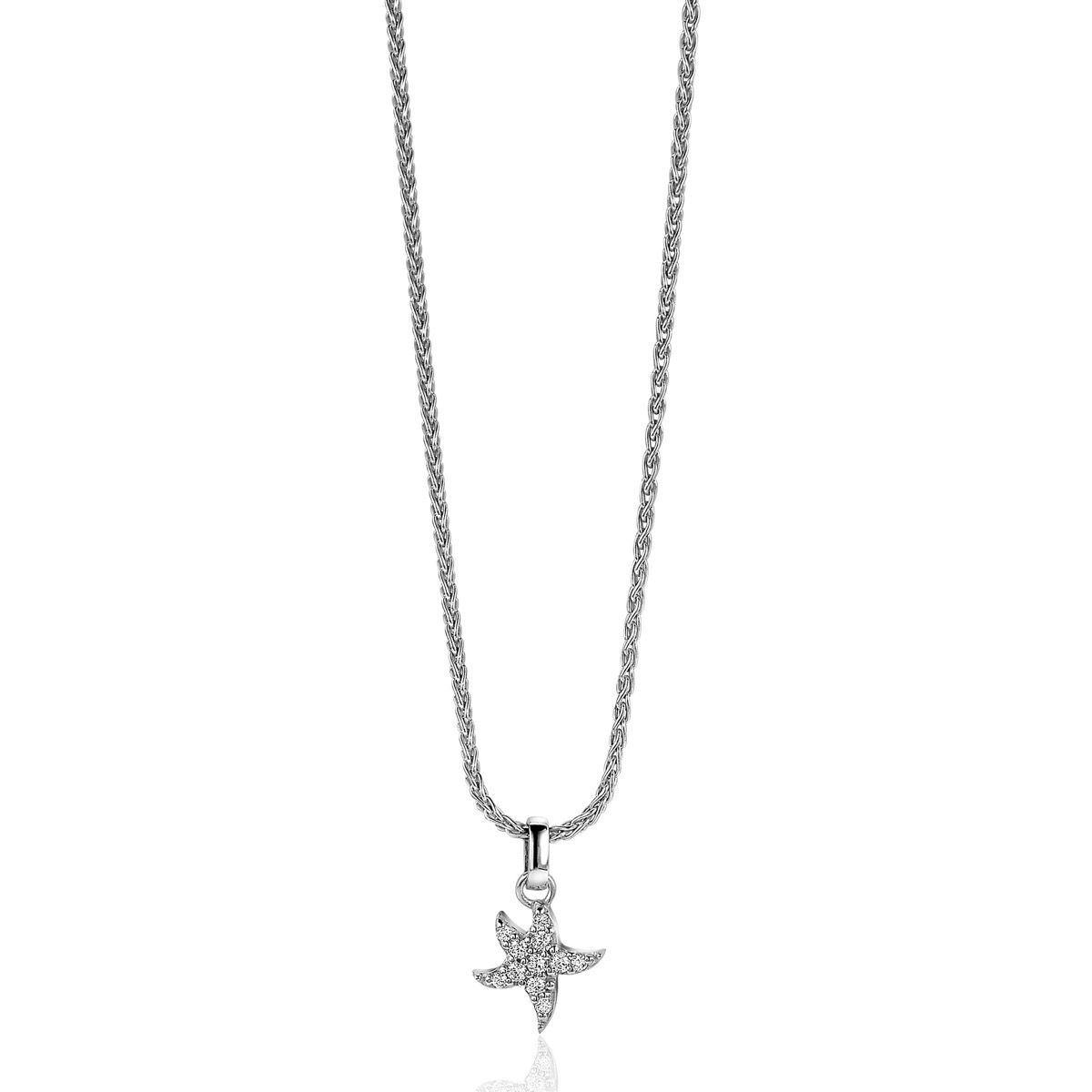 ZINZI zlv. hanger zeester pave zirconia's