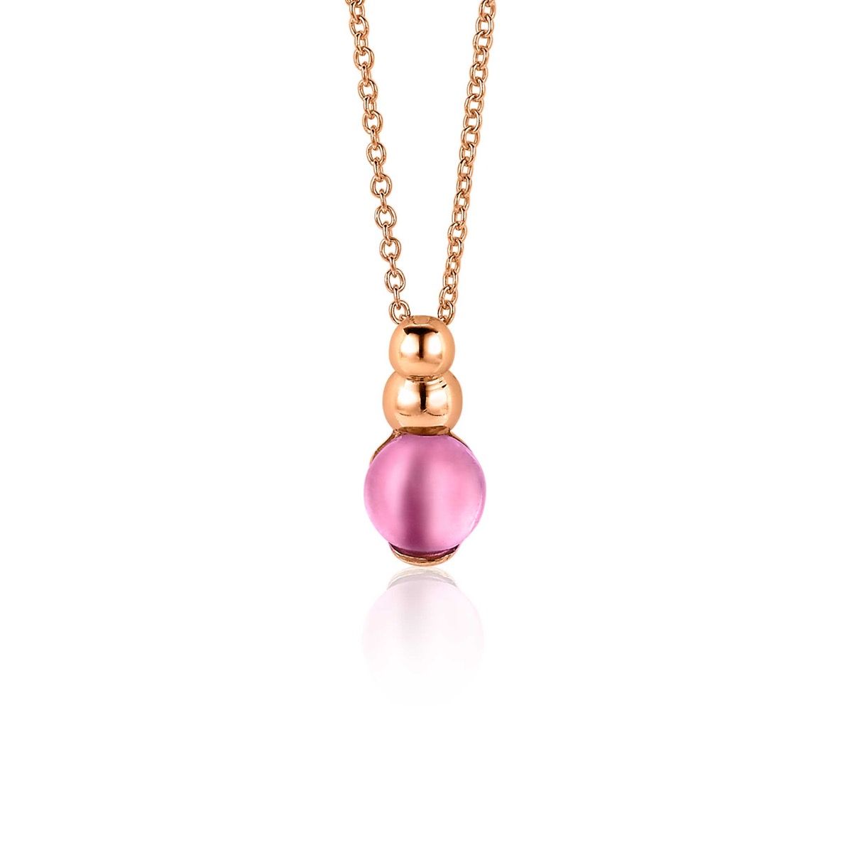 ZINZI zlv. hanger rosé rond roze zirc. 8mm