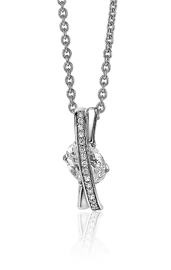 ZINZI silberner Luxus cross-over Anhänger 18mm  weißer Zirkonia ZIH2190