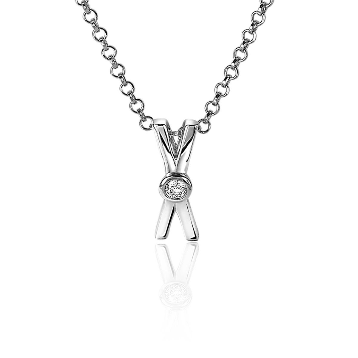 ZINZI Silberanhänger X-Form weißer Zirkonia ZIH2194