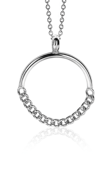 ZINZI silberner Anhänger 24mm rund mit Gourmet Glieder ZIH2201