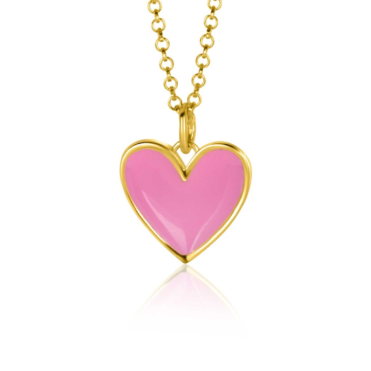 ZINZI zlv. hanger hart geel verguld roze
