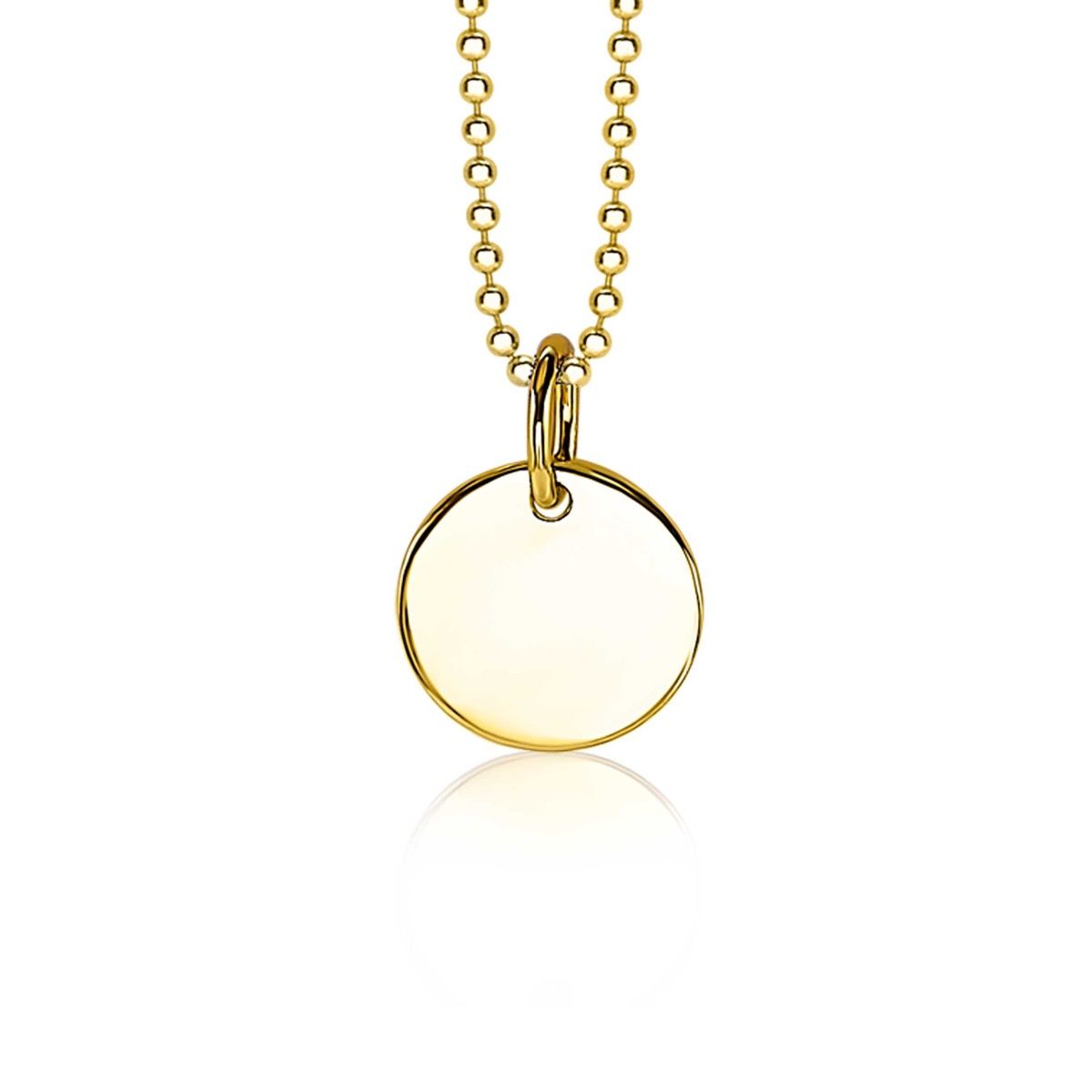 ZINZI zlv. hanger geel verguld rond plaatje 12mm