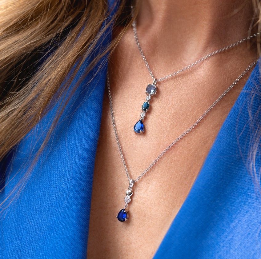ZINZI zlv. hanger blauw tinten en zirconia's