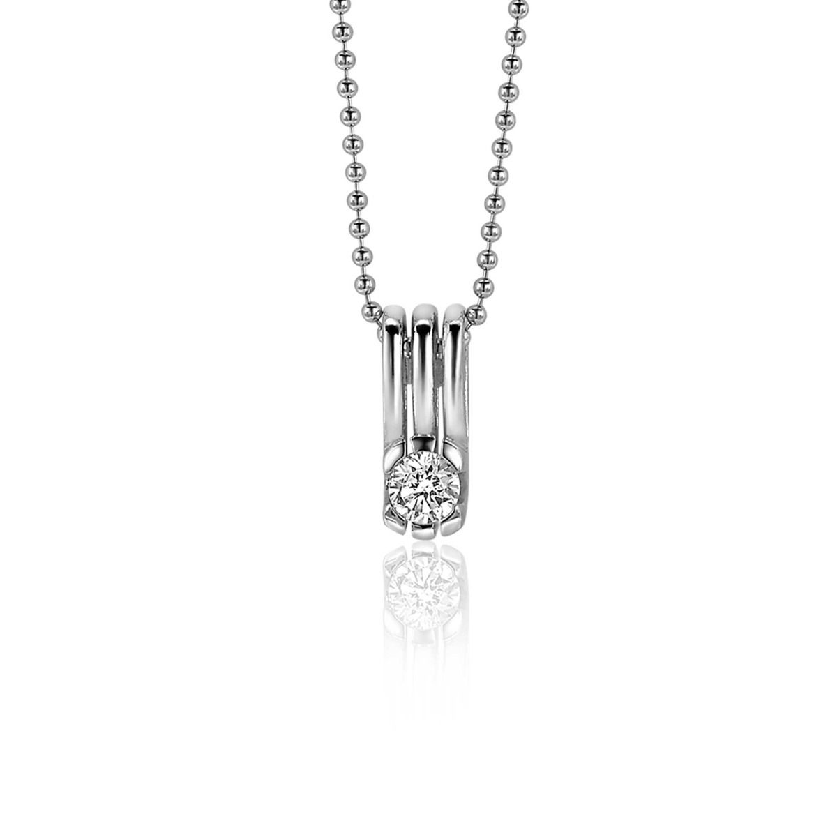 ZINZI Silberner fester Anhänger 13 mm, besetzt mit weißen Zirkonia ZIH403