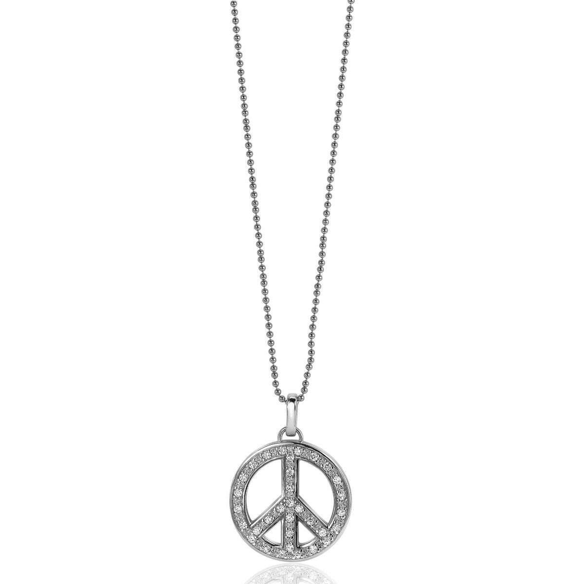 ZINZI silberner Peace-Anhänger 22 mm, besetzt mit weißen Zirkonias ZIH662