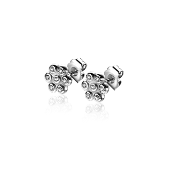 ZINZI zlv. oorstekers bloem zirconia's